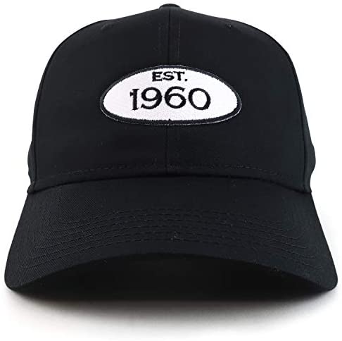 Trendy Apparel Shop Established 1960 Patch 60th Birthday Structure Baseball Cap