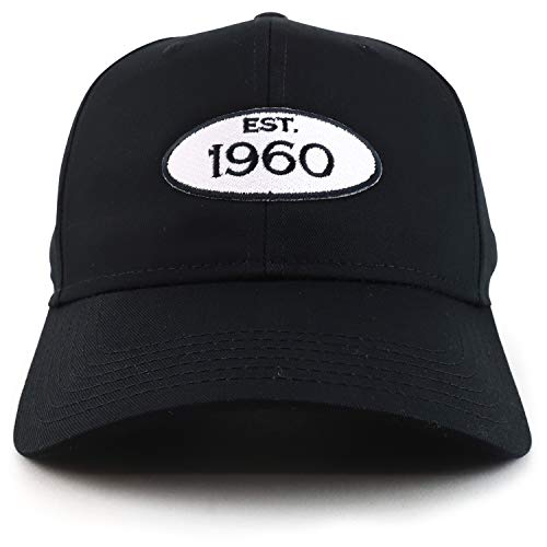 Trendy Apparel Shop Established 1960 Patch 60th Birthday Structure Baseball Cap