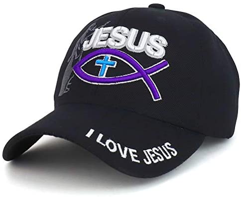 Trendy Apparel Shop Jesus Fish Cross Religion Embroidered Baseball Cap