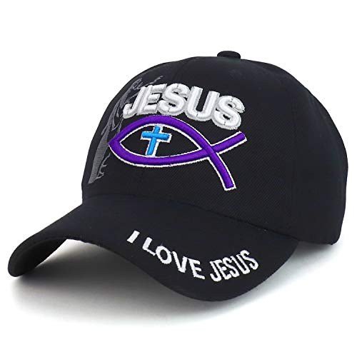 Trendy Apparel Shop Jesus Fish Cross Religion Embroidered Baseball Cap