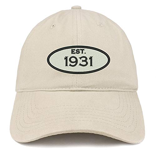 Trendy Apparel Shop 90th Birthday Established 1931 Soft Crown Brushed Cotton Cap