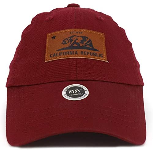 Trendy Apparel Shop California Republic Bear Leather Patch Soft Cotton Ball Cap