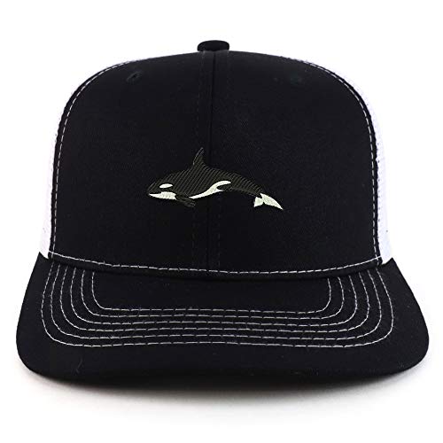 Trendy Apparel Shop Orca Killer Whale Two Tone Mesh Back Trucker Baseball Cap