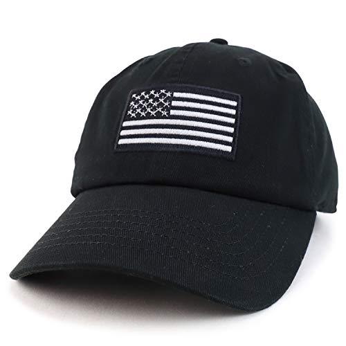 Trendy Apparel Shop Black Grey US American Flag Embroidered Baseball Cap