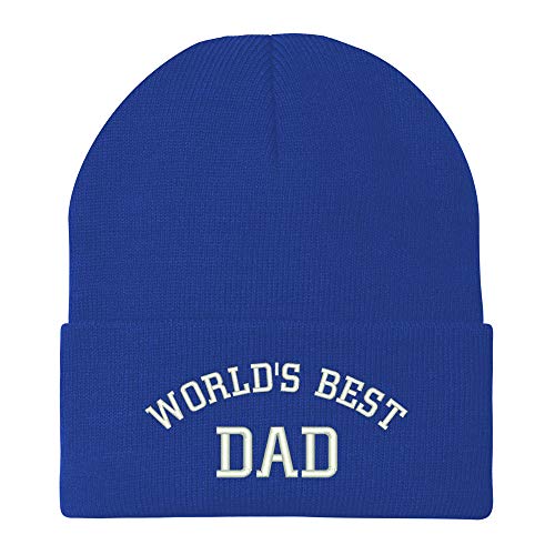 Trendy Apparel Shop World's Best Dad Cotton Embroidered Long Cuff Beanie