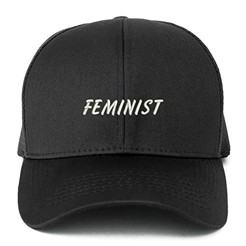 Trendy Apparel Shop XXL Feminist Embroidered Structured Trucker Mesh Cap
