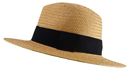 Trendy Apparel Shop Men's Toyo Braid Wide Band Large Brim Fedora Hat