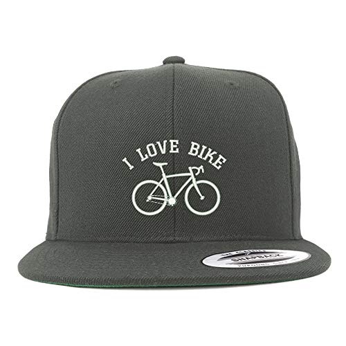 Trendy Apparel Shop I Love Bike Embroidered Flat Bill Snapback Cap