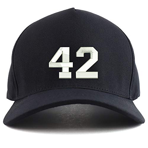 Trendy Apparel Shop Number 42 Collegiate Varsity Font Embroidered Oversized 5 Panel XXL Baseball Cap