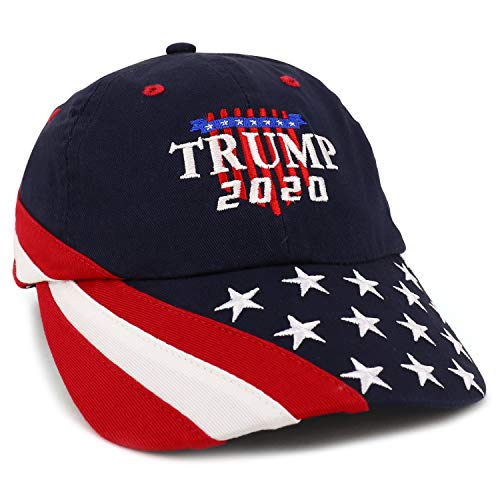 Trendy Apparel Shop Trump Embroidered USA Flag and Stars Bill Unstructured Baseball Cap