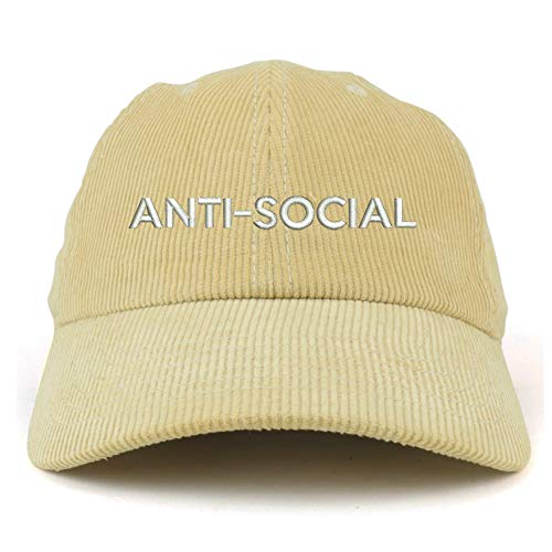 Trendy Apparel Shop Anti Social Cotton Corduroy Unstructured Baseball Cap