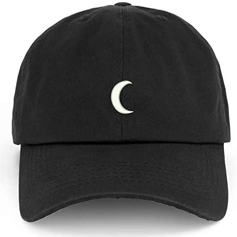 Trendy Apparel Shop XXL Crescent Moon Embroidered Unstructured Cotton Cap