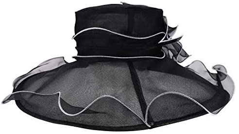 Trendy Apparel Shop Two Tone Large Ruffles Brim Tea Party Fashion Organza Hat