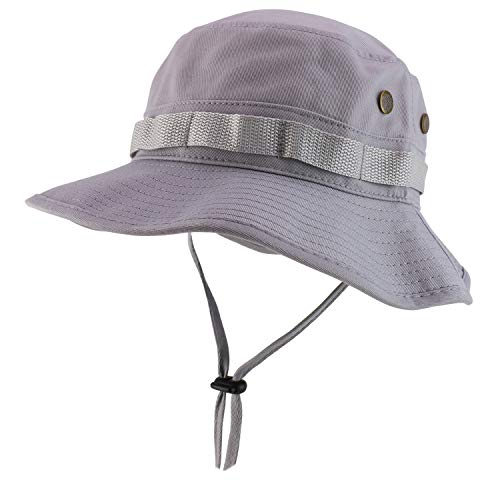 Trendy Apparel Shop Solid Color Outdoor Hunting Boonie with Chin Strip