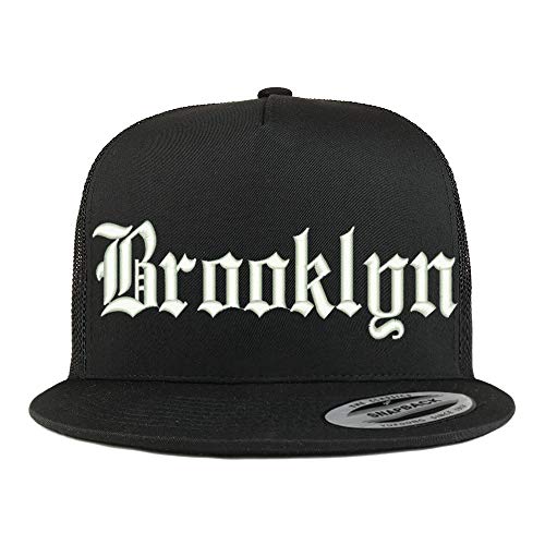 Trendy Apparel Shop Old English Font Brooklyn City Embroidered 5 Panel Mesh Cap