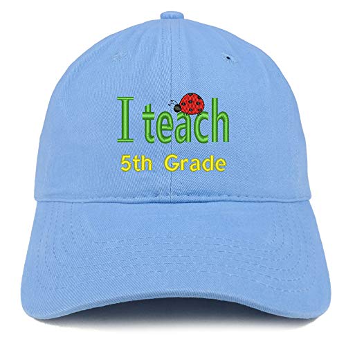 Trendy Apparel Shop I Teach 5th Grade Embroidered Soft Crown 100% Brushed Cotton Cap