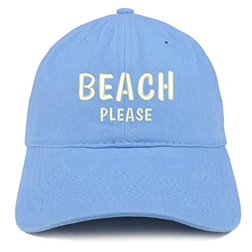 Trendy Apparel Shop Beach Please Embroidered Soft Crown 100% Brushed Cotton Cap