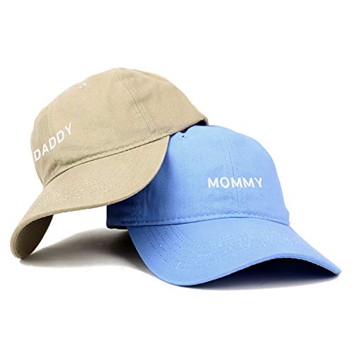 Trendy Apparel Shop Mommy and Daddy Soft Cotton Couple 2 Pc Cap Set