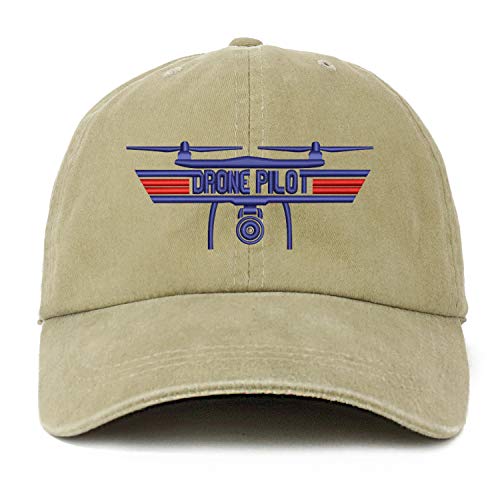 Trendy Apparel Shop XXL Drone Top Gun Pilot Embroidered Unstructured Washed Pigment Dyed Baseball Cap