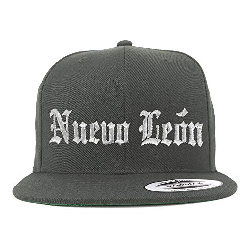 Trendy Apparel Shop Old English Nuevo Leon White Embroidered Flatbill Snapback Baseball Cap