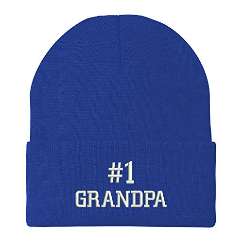 Trendy Apparel Shop Number 1 Grandpa Embroidered Winter Long Cuff Beanie