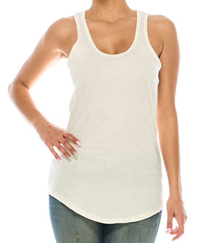 Trendy Apparel Shop Plain Racerback Scallop Bottom Tank Top