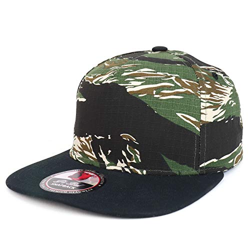 Trendy Apparel Shop Camo Patterned 5 Panel Structured Flatbill Snapback Cap