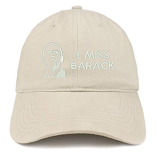 Trendy Apparel Shop I Miss Barack and Portrait Embroidered Brushed Cotton Cap