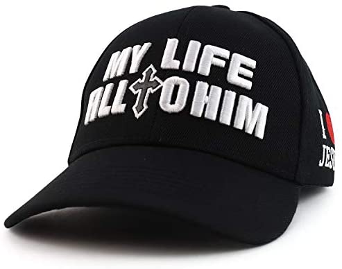 Trendy Apparel Shop My Life All to Him Cross 3D Embroidered Jesus Baseball Cap