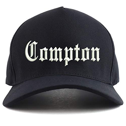 Trendy Apparel Shop Old English Compton City Embroidered Oversized 5 Panel XXL Baseball Cap