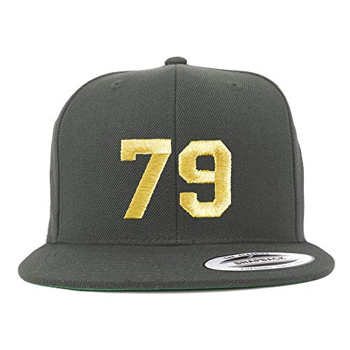 Trendy Apparel Shop Number 79 Gold Thread Flat Bill Snapback Baseball Cap