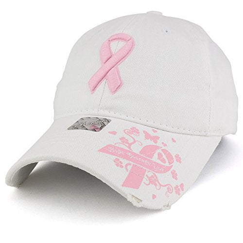 Trendy Apparel Shop Breast Cancer Pink Ribbon 3D Embroidered Cotton Adjustable Baseball Cap