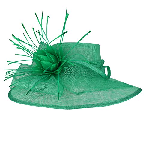 Trendy Apparel Shop Reverse Duck Feathers Flower Large Brim Fashion Sinamay Hat