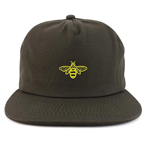 Trendy Apparel Shop Bee Embroidered Unstructured Flatbill Snapback Cap