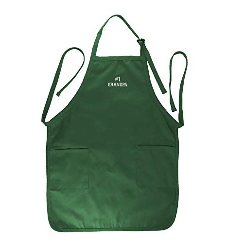 Trendy Apparel Shop Number #1 Grandpa Embroidered Full Length Apron with Pockets