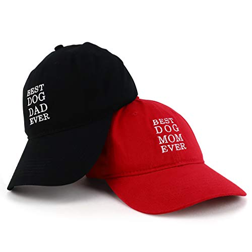 Trendy Apparel Shop Best Dog Mom and Dad Ever Soft Cotton Couple 2 Pc Cap Set