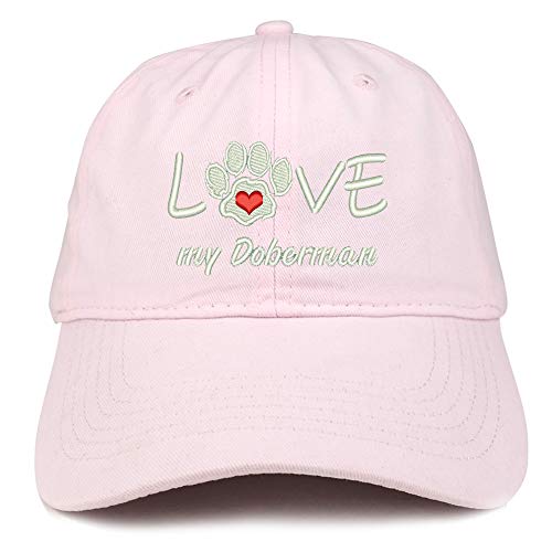 Trendy Apparel Shop I Love My Doberman Embroidered Soft Crown 100% Brushed Cotton Cap