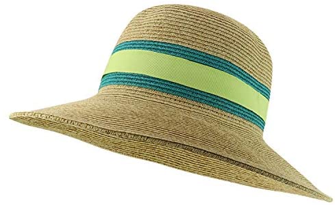 Trendy Apparel Shop UPF 50+ Two Tone Ribbon Hat Band Wide Brim Sun Hat