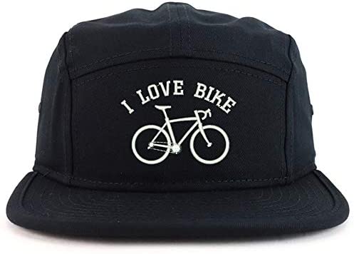 Trendy Apparel Shop I Love Bike Embroidered 5 Panel Racer Baseball Cap