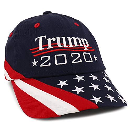 Trendy Apparel Shop Trump Embroidered USA Flag and Stars Bill Unstructured Baseball Cap