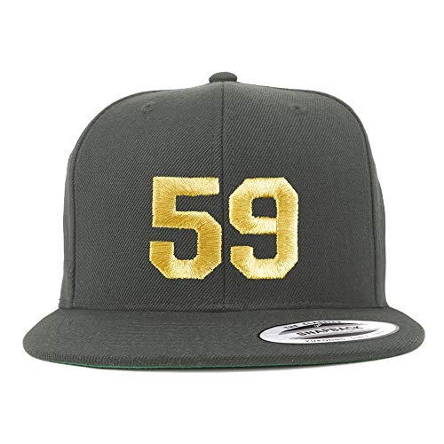 Trendy Apparel Shop Number 59 Gold Thread Flat Bill Snapback Baseball Cap