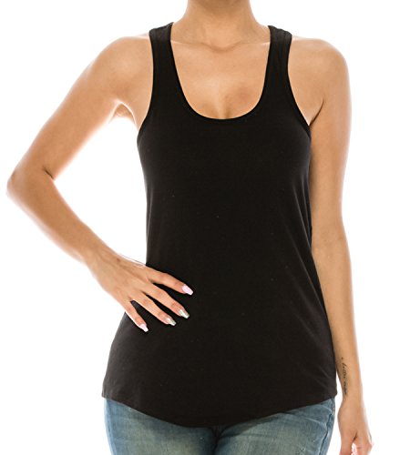 Trendy Apparel Shop Plain Racerback Scallop Bottom Tank Top