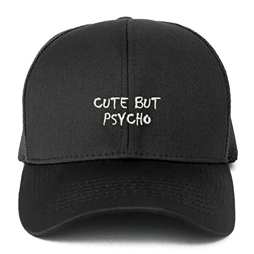 Trendy Apparel Shop XXL Cute But Psycho Small Embroidered Structured Trucker Mesh Cap