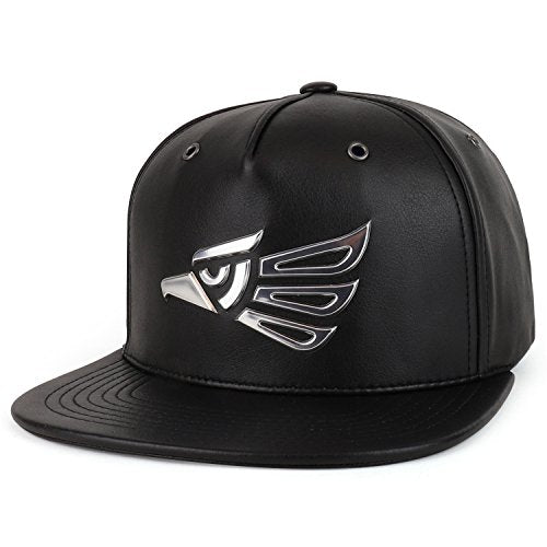 Trendy Apparel Shop Hecho en Mexico Eagle 3D High Frequency Logo PU Leather Snapback Cap
