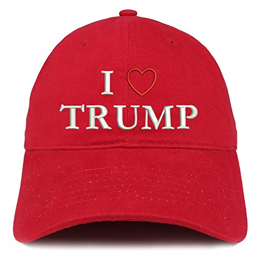 Trendy Apparel Shop I Love Heart Trump Embroidered Soft Crown 100% Brushed Cotton Cap