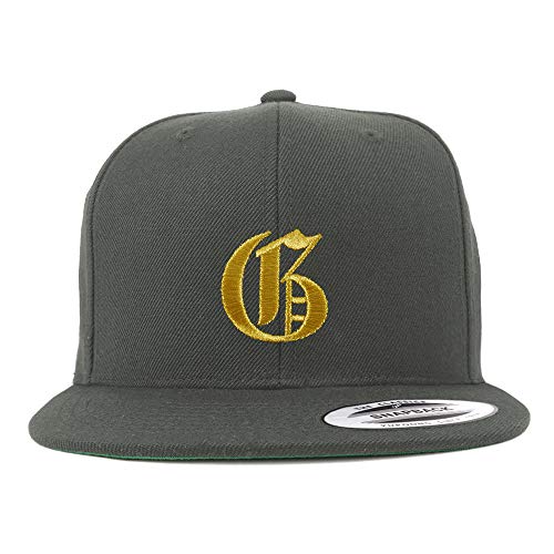 Trendy Apparel Shop Old English Gold G Embroidered Snapback Flatbill Baseball Cap