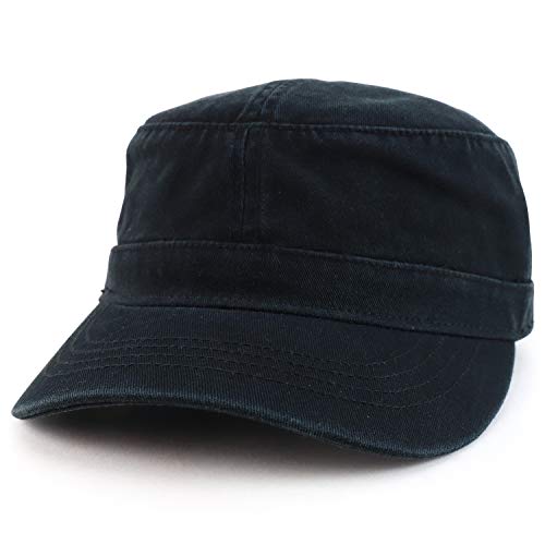 Trendy Apparel Shop Cotton Army Cap Military Flat Top Adjustable Baseball Cap
