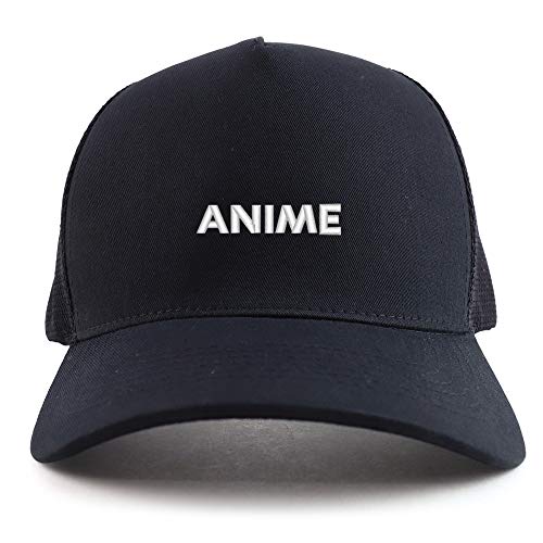 Trendy Apparel Shop Anime Embroidered Oversized 5 Panel XXL Trucker Mesh Cap