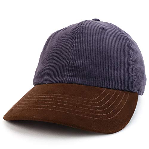 Trendy Apparel Shop 2 Tone 100% Cotton with Synthetic Suede Visor Baseball Cap