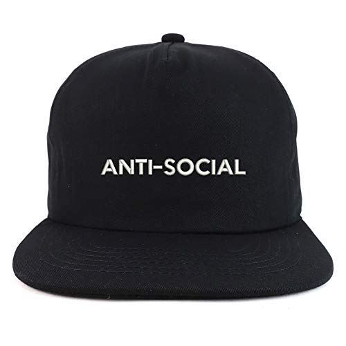 Trendy Apparel Shop Anti Social Cotton Unstructured Flatbill Snapback Cap